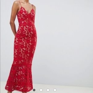 Jarlo lace red maxi gown
